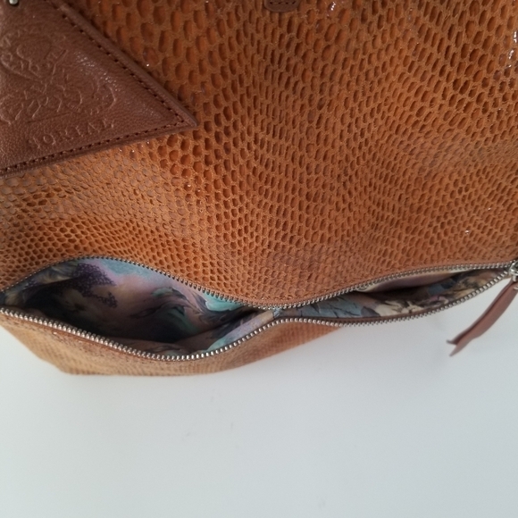 Sorial New York Cognac Brown Cross Body Python Snake Skin Print Leather Satchel - Picture 9 of 12